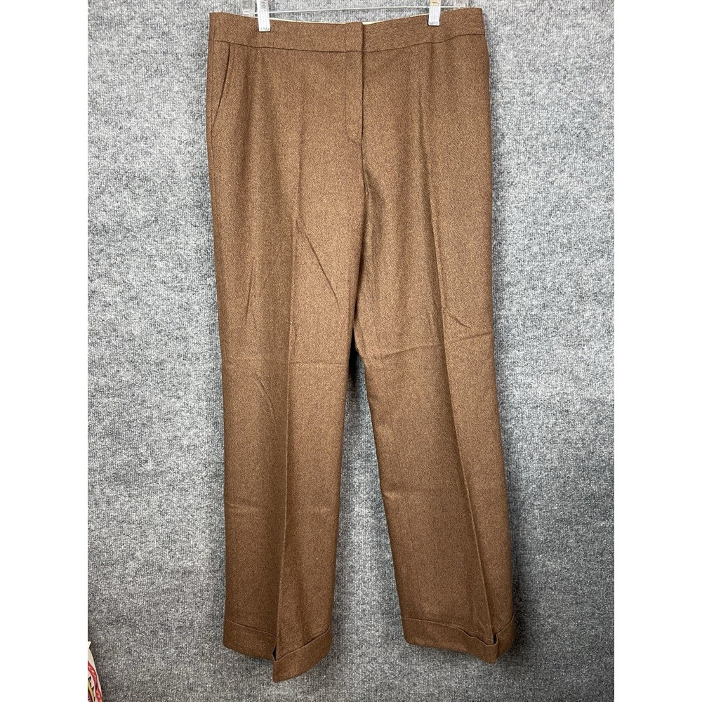 J. Crew Wool Blend Pants Vintage Women's‎ Brown Size 10 Cuffed Hem